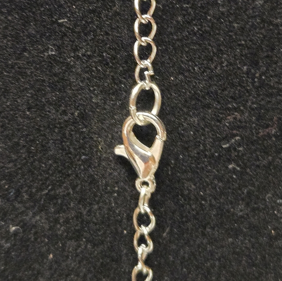 Silver Chain and Black and White Dalmatian Stone Necklace - Picture 8 of 9